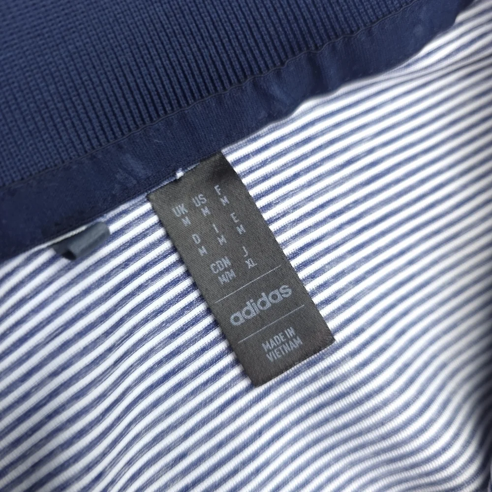 Adidas Men's Striped Polo Shirt - Navy and White Sz M